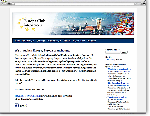 Europa Club München Website: Responsive, WordPress