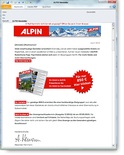Olympia Verlag ALPIN E-Mailing