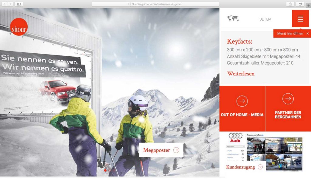 sitour Werbung in den Bergen TYPO3 Landingpagekonzepte